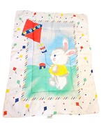 Vintage 90s Bunny Rabbit Flying Kit Hearts Primary Colors Crib Comforter... - £76.24 GBP