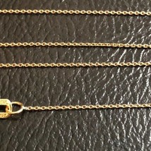 14 k Solid Real Gold 0.7 mm Cable Thin Kid Children Chain Necklace - 13&quot;-15&quot; - £96.22 GBP
