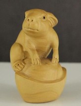 Vintage Carved Japanese Art Hand Carved Boxwood Katabori BUNNY RABBIT 2.75&quot; - £13.94 GBP