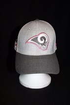 NFL Rams Breast Cancer 39THIRTY Lt/Dk Gray Pink Ribbon Stretch Med-Lg Cap Hat - $34.95