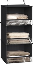 Simple Houseware 3 Shelf Hanging Closet Organizer With Front Stopper, Black - $35.99