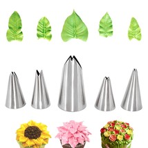 5Pcs/Set Leaf Piping Icing Nozzles,Stainless Steel Cake Decorating Tips Set, Diy - £15.81 GBP