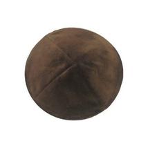 Brown Velvet Kippah with Four Sections and No Rim - $19.79