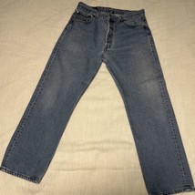 Vintage Levi&#39;s 501 Size Blue Jeans 35x30 Straight Leg Button Fly Made in USA - £62.90 GBP