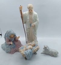 1988 Enesco Nativity Scene Holy Family Jesus Mary Joseph &amp; Lamb - £23.48 GBP