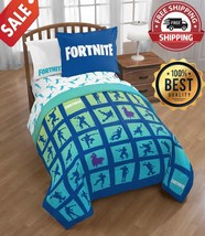 5 Piece Fortnite Boogie Twin Bedding Set Bed Bag Comforter Sheets Reversible - £54.83 GBP