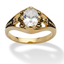 Womens 14K Gold Plated Brass Birthstone Simulated Diamond Ring 5 6 7 8 9 10 - £63.92 GBP