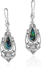 Victorian Style Teardrop Abalone Shell Inlay .925 Sterling Silver Dangle - £65.83 GBP