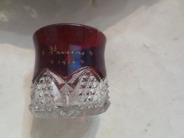 Vintage 1916 Ruby Crystal Glass marked 1916 Parisimo 3&quot; Tall - $9.49