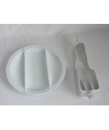 Porcelain Ceramic 3 Section Divided Serving Dish &amp; Vtg Buffet Utensil Ho... - £17.14 GBP