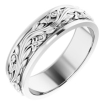 Sterling Silver 7MM Sculptural Design Band - $2,404.55 MXN+