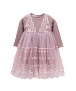 Toddler Girls Long Sleeve Pink Lace Tulle Princess Easter Dress 18M-6Yrs - £31.35 GBP