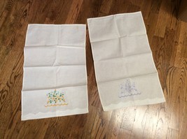 2 Pillow Case Sets 2 Place Mats Embroidery Started but Unfinished - £14.93 GBP