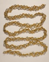 Vintage Gold &amp; Silver Beaded &amp; Rope 3 Strand Braided Christmas Garland 9&#39; L EUC - £11.76 GBP