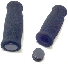 CONTOURED HAND GRIPS Black WITH ENDS npvc Foam 1&quot; bar I.D .875 (pair) - £11.81 GBP