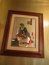 Silver/Gold paper Japanese maiden painting, signed by gallery - $104.85