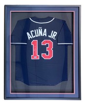 Ronald Acuna Jr Signed Framed Custom Navy Blue Pro-Style Baseball Jersey... - $484.99