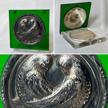 MCM Lucite Compact Repousse Sterling Silver Love Birds Powder Box Green ... - £79.09 GBP