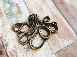 Large Octopus Pendant Connector Antiqued Bronze Kraken Charm Steampunk 43mm * - £3.14 GBP