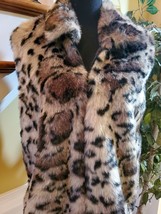 Designers Originals Studio Womens Size L Faux Fur Animal Print Zip-Up Vest - £17.58 GBP