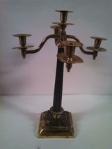 Vintage 5 Candle Black Candleabra with Faux Marble Gold Base - £26.15 GBP