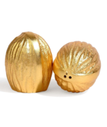 Salt and Pepper Shakers Gold Tableware Handcrafted Walnut for Table Decor - €25,91 EUR