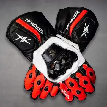 MV AGUSTA Leather Motorcycle Motorbike Motogp Racing Leather Gloves - $109.51 CAD