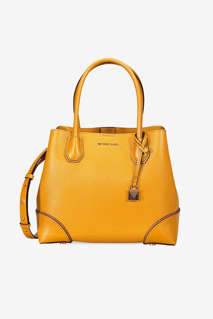 Primary image for NEW MICHAEL KORS YELLOW LEATHER CATCHEL TOTE BAG $298