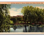 Lily Pond at Honor Heights Muskogee Oklahoma OK Linen Postcard J19 - £1.54 GBP