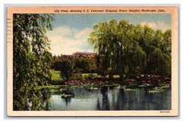Lily Pond at Honor Heights Muskogee Oklahoma OK Linen Postcard J19 - £1.51 GBP