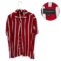 No Boundaries Men’s XL Short Sleeve Button Down Shirt Red White Stripe - $14.84