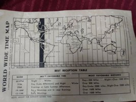 1952 World Wide Time Zone Map Small 8x6 two sided Time Tables - £11.06 GBP
