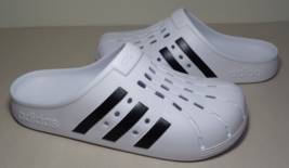 Adidas Size 12 M ADILETTE White Black Clogs Slides Sandals New Women&#39;s Shoes - £77.12 GBP