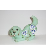 Fenton Glass Jadeite Green Puppy Dog Floral FAGCA 2022 Ltd Ed of 40 K Ea... - £152.17 GBP