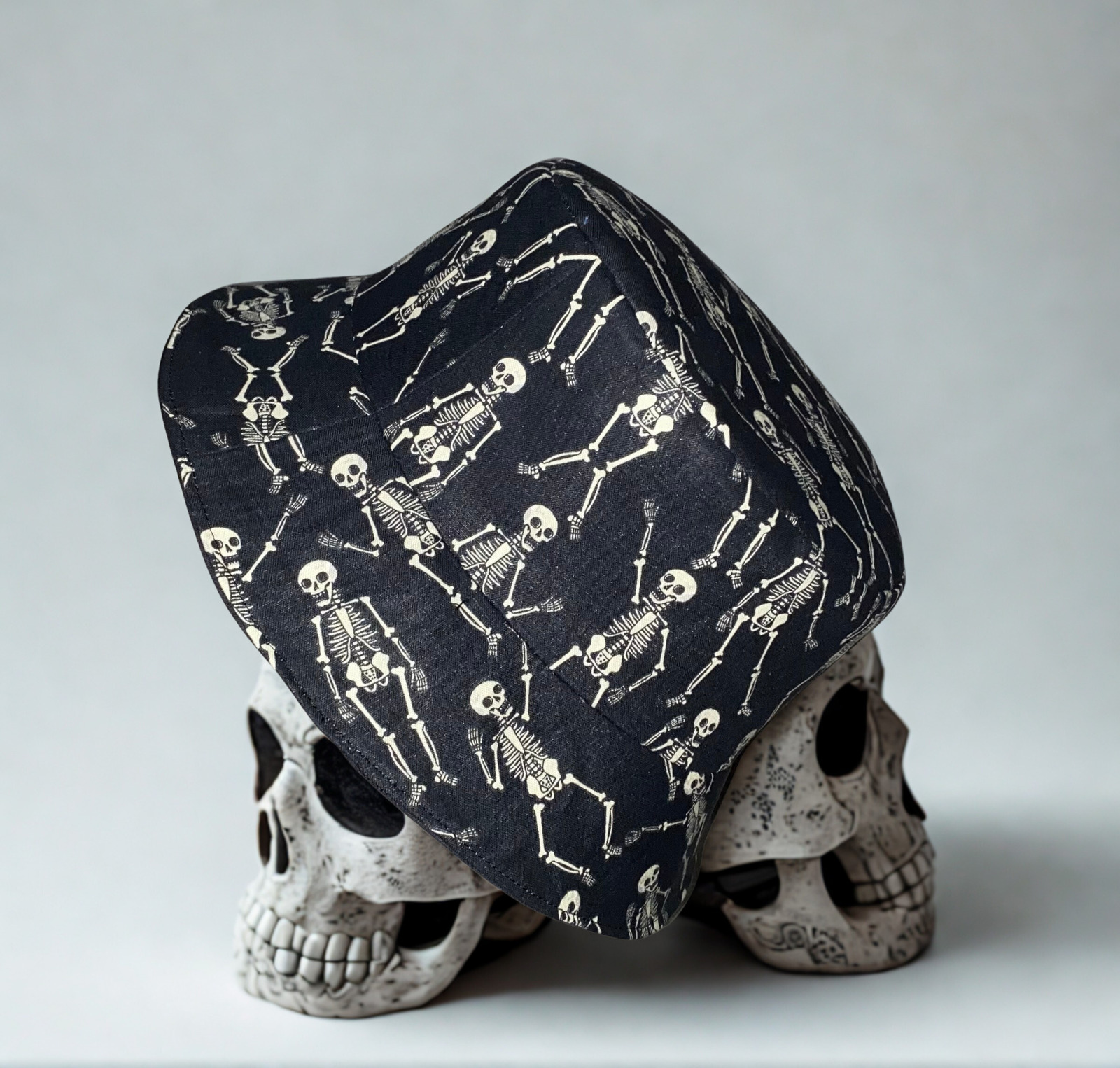 Joyful Skeletons Bucket Hat, Happy Skeltons Bucket Hat, Halloween Theme ... - $24.95