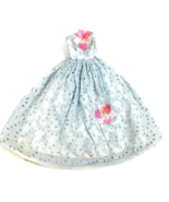 Vintage Barbie Clone Doll Clothes Dress Lace Eyelet Blue Pink Flower - £32.12 GBP