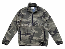 Abercrombie Fitch Mens M Woodland Camouflage Half-Zip Fleece Mockneck Sweatshirt - $28.49