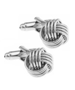 KNOT CUFFLINKS Silvertone 4 Band Twist NEW w GIFT BAG Wedding Groom Fath... - €10,19 EUR