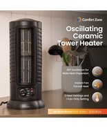 Comfort Zone CZ488 Ceramic Oscillating Mini-Tower Heater 150 sq ft - Black - £35.46 GBP