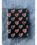 Coach Notebook with Heart Bolt Print Silver Black Multi Smooth Leather - $107.71 CAD