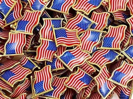 10 Pack American Flag Lapel Pins - Metal Waving Flag Pins NEW! - £6.27 GBP