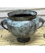 Antique Copper Bronze Weathered Patina Planter Pot Cauldron w Handles Rare - €86,83 EUR