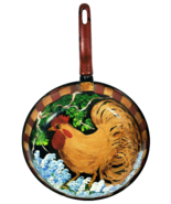 Country Toleware Rooster Pan 10&quot; Rise &amp; Shine Metal for Decor Only Hand ... - $29.99