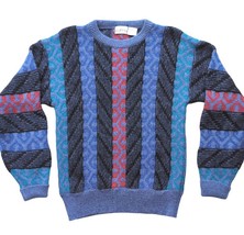 Vtg 3D Knit Grandpa Coogi-style Geometric Textured Sweater Gian Franco Ruffini - £39.56 GBP