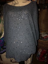 ANTHROPOLOGIE FREE PEOPLE Sweet Aegean Blue Oversize Sequined Blouse Size M - £13.96 GBP