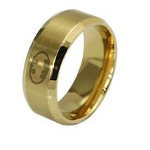 8mm Brushed Stainless Steel Batman Fashion Ring (Gold, 6) - $8.90