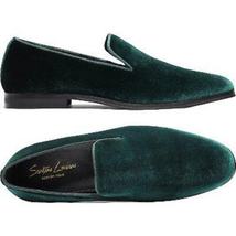 Mens Santino Luciano Shoes Soft Velvet Slip on Loafer Formal C351 Emerald Green image 8