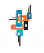Modern Wall Sculpture, Teal orange Contemporary wall art 43x24 by Art69 - $193.05