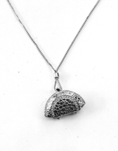 Swaroski Crystal Signed Silver Toned Purse Pendant & Chain - $74.25