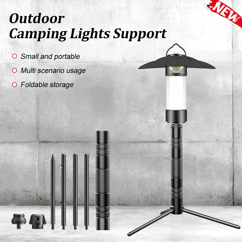 Foldable Outdoor Camping Lights Support Lamp Pole Aluminum Lantern Stand Holder - £12.54 GBP